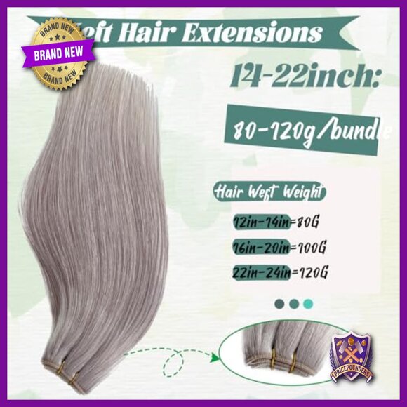 24-Inch Sew-In Human Hair Extensions Weft Bundles, Hand Tied, Straight main image 4